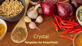  Presentation with culinary - Presentation theme featuring food-culinary-and-eating-concept background and a tawny brown colored foreground