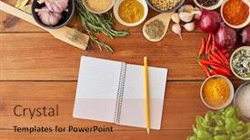  Presentation with food red - Theme with food-culinary-and-eating-concept background and a coral colored foreground