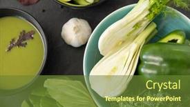  Presentation with healthy soup - Amazing PPT theme having food-culinary-and-healthy-eating backdrop and a tawny brown colored foreground