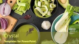  Presentation with healthy soup - Presentation design with food-culinary-and-healthy-eating background and a tawny brown colored foreground