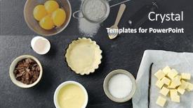  Presentation with culinary - Presentation theme enhanced with food-culinary-and-recipe-concept background and a dark gray colored foreground