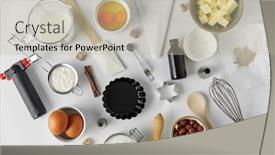  Presentation with baking tools - Colorful theme enhanced with food-culinary-and-recipe-concept backdrop and a mint green colored foreground