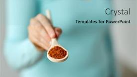  Presentation with turmeric - PPT theme enhanced with food-culinary-and-unhealthy-eating background and a light blue colored foreground