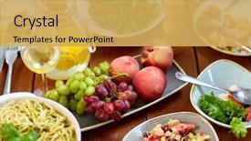  Presentation with water jug - Beautiful PPT theme featuring food culinary and eating concept backdrop and a yellow colored foreground