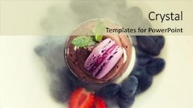  Presentation with haute cuisine - PPT theme having food culinary haute cuisine and cooking concept - close up of chocolate dessert with macaron cookie and fresh strawberry at restaurant background and a soft green colored foreground
