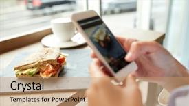  Presentation with food technology - Audience pleasing theme consisting of food culinary technology and people backdrop and a coral colored foreground