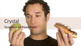  Presentation with decision - Audience pleasing slides consisting of food decision backdrop and a coral colored foreground