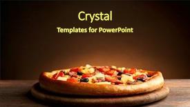  Presentation with food delivery - PPT layouts enhanced with food delivery - delicious pizza on brown background background and a wine colored foreground