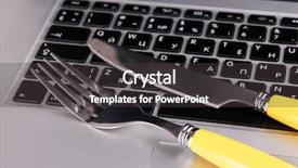  Presentation with food delivery - PPT theme consisting of food delivery - fork and knife on computer background and a dark gray colored foreground