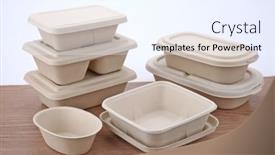  Presentation with food delivery - Presentation theme featuring food-delivery-cardboard-containers background and a sky blue colored foreground