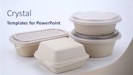  Presentation with food delivery - PPT theme consisting of food-delivery-cardboard-containers background and a sky blue colored foreground