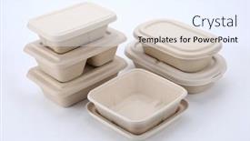  Presentation with lid - Slide deck with food-delivery-cardboard-containers background and a sky blue colored foreground