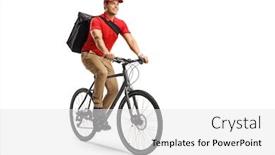  Presentation with food delivery - PPT layouts with food-delivery-guy-riding background and a white colored foreground