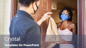  Presentation with food order - Amazing presentation theme having food-delivery-in-the-covid backdrop and a ocean colored foreground