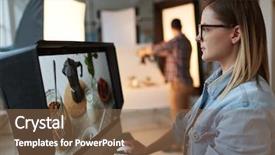  Presentation with work design - Amazing slide deck having food designer concentrating on work backdrop and a violet colored foreground