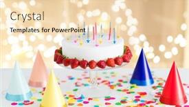  Presentation with party candles - Amazing PPT theme having food-dessert-and-party-concept backdrop and a lemonade colored foreground