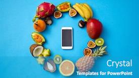  Presentation with healthy eating - Colorful theme enhanced with food-diet-and-healthy-eating backdrop and a teal colored foreground
