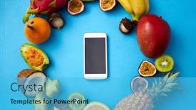  Presentation with healthy eating - Cool new PPT theme with food-diet-and-healthy-eating backdrop and a cyan colored foreground