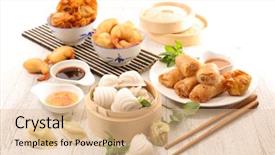  Presentation with food dimsum - Slide deck enhanced with food dimsum - asian cuisine background and a lemonade colored foreground