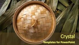  Presentation with asian bamboo - PPT layouts having food dimsum - asian kitchen bamboo steamer background and a tawny brown colored foreground