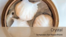  Presentation with dim sum - Cool new presentation design with food dimsum - chinese dim sum hagao backdrop and a coral colored foreground