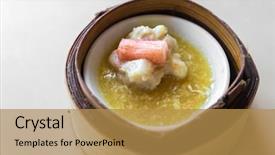  Presentation with dim sum - Presentation theme consisting of food dimsum - chinese dim sum in wooden background and a gold colored foreground