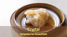  Presentation with dim sum - Slides consisting of food dimsum - chinese dim sum in wooden background and a tawny brown colored foreground