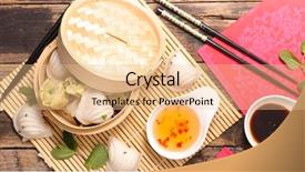  Presentation with dim sum - Slide deck consisting of food dimsum - dim sum dumpling background and a lemonade colored foreground