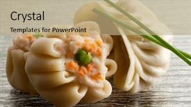  Presentation with dim sum - Slides with food dimsum - dim sum with chive background and a coral colored foreground