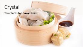 Presentation with dim sum - PPT theme with food dimsum - dim sum background and a sky blue colored foreground