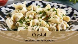  Presentation with dim sum - Colorful theme enhanced with food dimsum - famous uzbek lamb and beef backdrop and a coral colored foreground