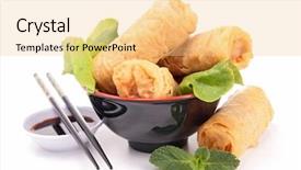  Presentation with food dimsum - Slides having food dimsum - isolated spring roll background and a lemonade colored foreground