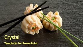  Presentation with dim sum - PPT theme consisting of food dimsum - shrimp dim sum background and a wine colored foreground