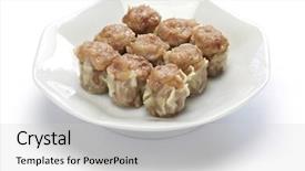  Presentation with dim sum - PPT theme having food dimsum - shu mai shao mai chinese background and a light gray colored foreground