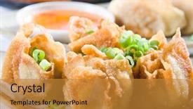  Presentation with dumpling - Beautiful presentation design featuring deep fried chinese dumpling backdrop and a gold colored foreground