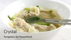  Presentation with chinese traditional - Presentation consisting of hong kong restaurants - traditional chinese wonton stuffed meat background and a soft green colored foreground