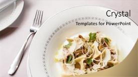  Presentation with campbell soup - Audience pleasing PPT layouts consisting of asian dumplings broth bowl - wonton soup backdrop and a sky blue colored foreground