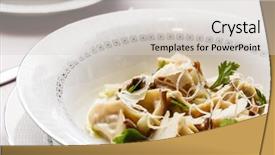  Presentation with soup - Cool new presentation theme with asian dumplings broth bowl - wonton soup backdrop and a light gray colored foreground