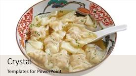  Presentation with soup - Slides enhanced with hong kong restaurants - wonton soup background and a coral colored foreground