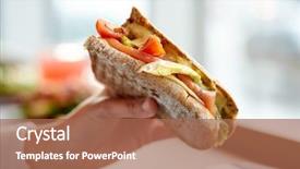  Presentation with dinner - Colorful PPT layouts enhanced with food dinner eating and people backdrop and a coral colored foreground