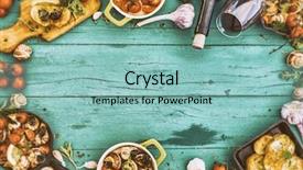  Presentation with butter - Audience pleasing theme consisting of food dish - baked escargot in butter backdrop and a light blue colored foreground