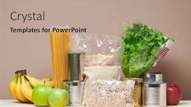  Presentation with food donations - PPT layouts enhanced with food-donations-on-the-table background and a coral colored foreground