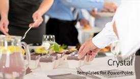  Presentation with catering - Theme having food drink - business catering dessert for company background and a soft green colored foreground