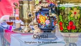  Presentation with russian - Colorful PPT theme enhanced with food drink - decorated russian traditional samovar russian backdrop and a light blue colored foreground