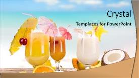 Presentation with fruit drink - Audience pleasing slides consisting of food drink - fruit cocktails on the beach backdrop and a light blue colored foreground