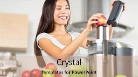  Presentation with green apple - Slide set featuring food drink - juicing - woman making apple background and a coral colored foreground