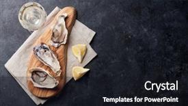  Presentation with lemon wine - Audience pleasing slide set consisting of food drink - opened oysters ice and lemon backdrop and a wine colored foreground