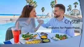  Presentation with swimming pool - Audience pleasing PPT theme consisting of food drink - young couple eating backdrop and a light blue colored foreground