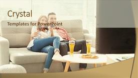  Presentation with beer and wine - Presentation design with food drink - young couple with beer background and a cream colored foreground