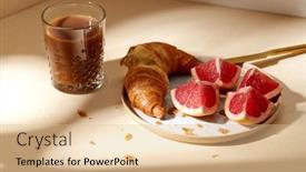  Presentation with croissant - Presentation theme featuring food-drink-and-eating-concept background and a lemonade colored foreground